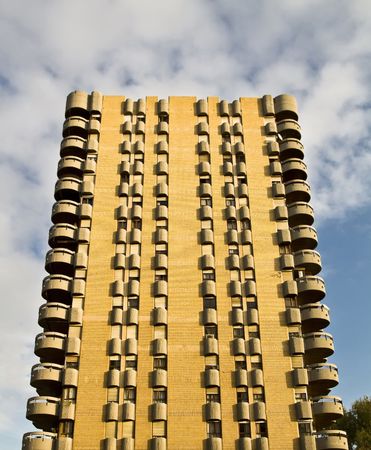 Building facade full of mid-class apartments