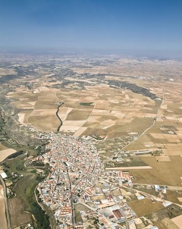 Aerial view of  small village in countrysideの写真素材