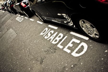 Handicapped parking lot reserved, London.の写真素材