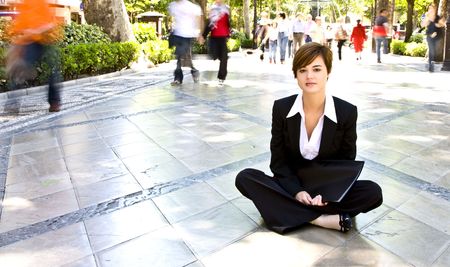 Businesswoman portrait in urban backgroundの写真素材