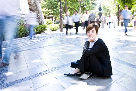 Businesswoman portrait in urban backgroundの写真素材