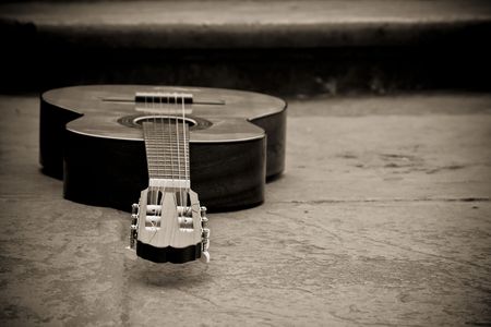 Spanish guitar in sepia. 