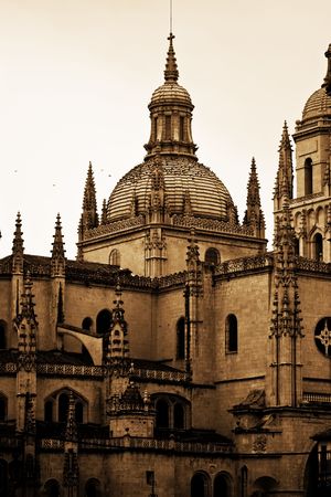 European old cathedral in dark sepia tone.の写真素材