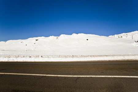 Snow in the side of the roadの写真素材