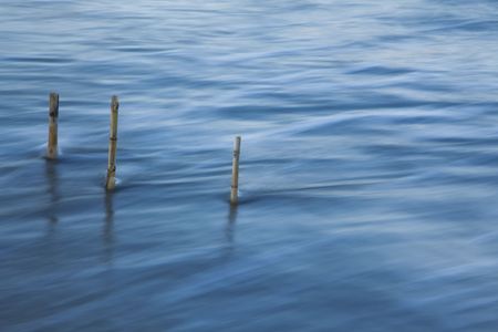 Three canes in long exposed water.の写真素材