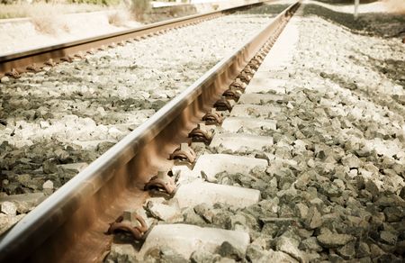 Iron railroad getting lost in horizon