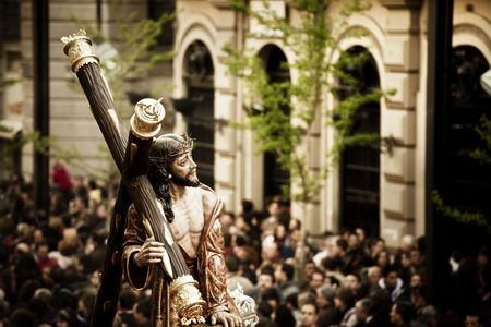 Christ statue on the streets in April catholic celebration.の写真素材