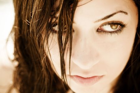 Young woman very close portrait .の写真素材