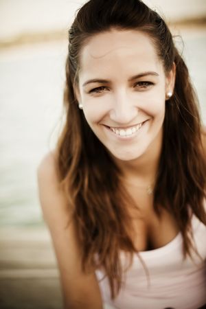 Happy young woman portrait. Shallow DOFの写真素材