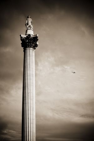 Nelson column in a dramatic sepia toned pictureの写真素材