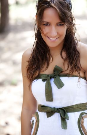 Young beautiful woman staring at camera.の写真素材