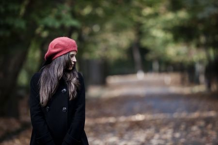 Young beautiful girl in nature background.の写真素材