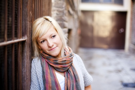 Young beautiful  portrait of a blond girl.の写真素材