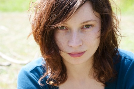 Close woman portrait with the world  reflected in her eyes.の写真素材