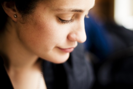 Close up on beautiful woman profile.の写真素材
