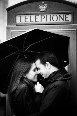 Sweet honeymoon couple in London famous site.の写真素材