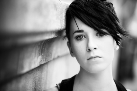 Modern looking urban girl close portrait.の写真素材