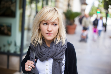 Young beautiful urban girl wearing autumn clothes.の写真素材