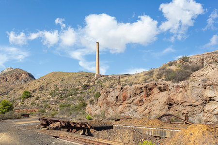 Minas de Portman located in a coastal locality of Portman, Autonomous Community of Murcia, Spainの写真素材