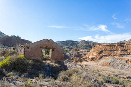 Minas de Portman located in a coastal locality of Portman, Autonomous Community of Murcia, Spainの写真素材