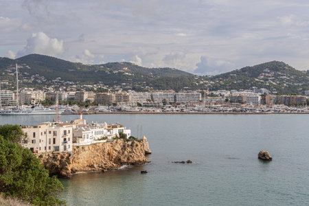 View from the old part of the city of Ibiza its portの写真素材