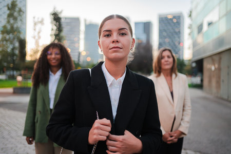 Group of Confident Businesswomen Standing Together, Displaying Empowerment and Professionalism in Their Determined Expressions and Poised Postures asの写真素材