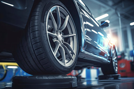 new car tire workshop changing tires - tire check, MOT -の素材