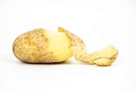 fresh potatoes on white backgroundの写真素材