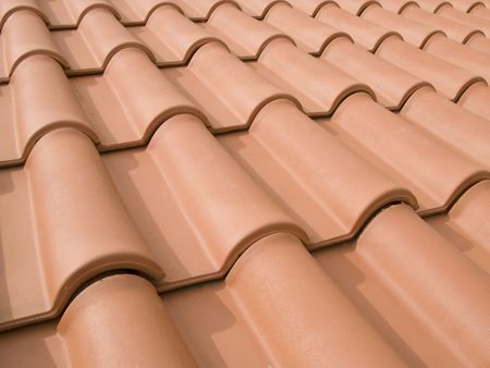 New orange roof tiles close up detailの写真素材