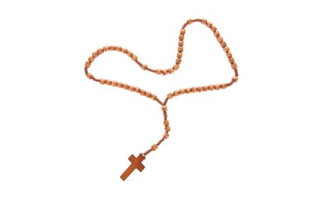 Rosary beads isolated over a white backgroundの写真素材