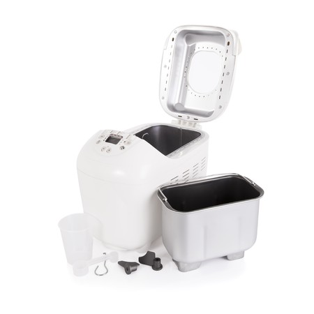 Breadmaker and accessories isolated on a white backgroundの写真素材