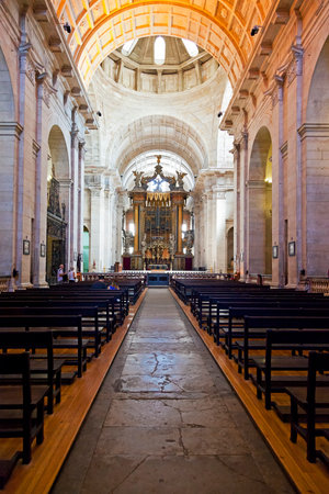 Lisbon, Portugal -  September 15, 2013  Nave and altar of the church of the Sao Vicente de Fora Monastery  17th century Mannerismのeditorial素材