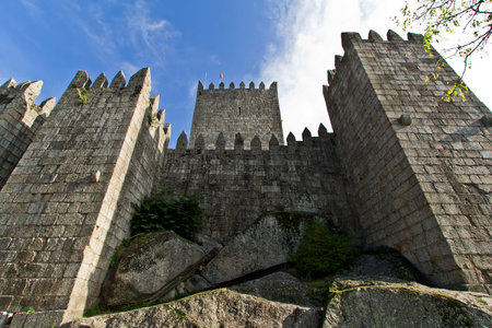 Guimaraes Castle, the most famous  castle in Portugal as it was the birth place of the first Portuguese King and the Portuguese nation  Unesco World Heritage Site のeditorial素材