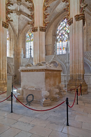 Batalha Monastery  Gothic Tomb of King Dom Joao I and Queen Dona Filipa de Lencastre in the Capela do Fundador - Founders Chapel  Portugal  UNESCO World Heritage Site のeditorial素材