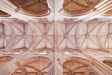 Batalha Monastery  Gothic ceiling and columns of the church  Portugal  UNESCO World Heritage Site のeditorial素材