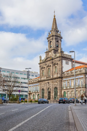 Porto, Portugal. January 5, 2015: Trindade Church. 19th century Neoclassical architecture. Unesco World Heritage Siteのeditorial素材