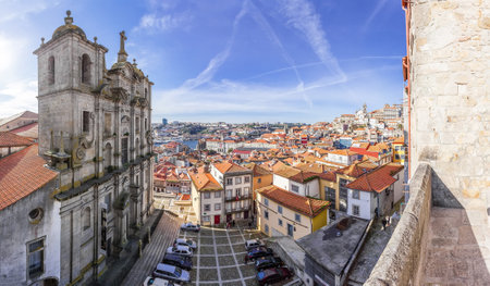 Porto, Portugal. December 29, 2014: Sao Lourenco Church aka Grilos Church with a skyline view of the city. Mannerist and Baroque architecture. Unesco World Heritage Siteのeditorial素材