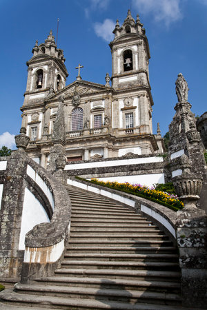 Braga, Portugal - October 6, 2015: Bom Jesus do Monte Sanctuary. One of the most famous Portuguese sanctuaries and city landmark. Baroque architecture.のeditorial素材