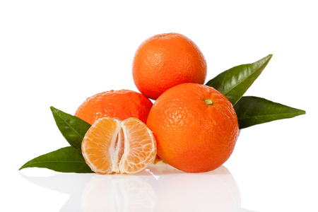 Clementines isolated on white backgroundの写真素材
