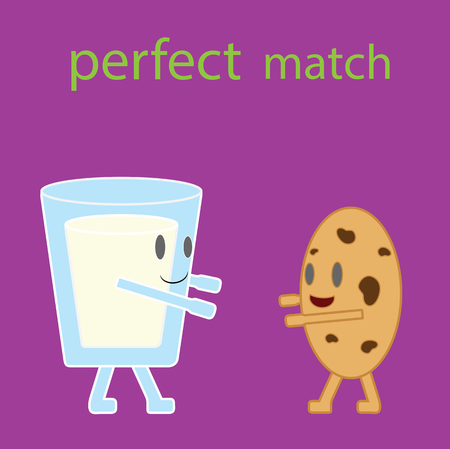 Cartoon vector of glass of milk and cookie. Perfect match.のイラスト素材