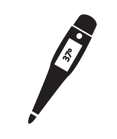 Black and white medical digital thermometer icon vector isolated in white background. Medical icons.のイラスト素材