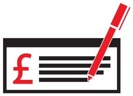 Pound Sterling currency icon or logo vector on a pay check or cheque.のイラスト素材