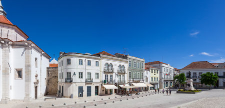 Santarem, Portugal - September 10, 2017: Panorama of the Praca S a da Bandeira Square, the main square of the city.のeditorial素材