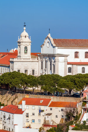 Lisbon, Portugal. Graca Church and Convent and Sophia de Mello Breyner Andresen Viewpoint aka Graca Viewpoint.のeditorial素材