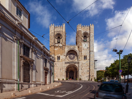 Lisbon Cathedral or Se de Lisboa aka Santa Maria Maior Church, Portugal. Main church of Lisbon, and the only one in Romanesque style in the cityのeditorial素材
