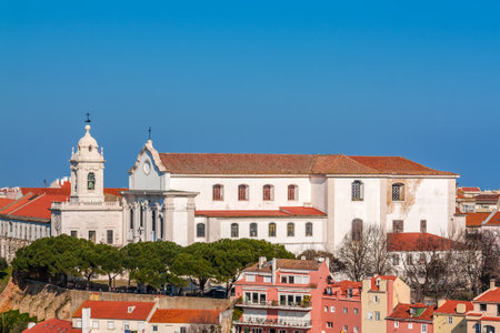 Lisbon, Portugal. Graca Church and Convent and Sophia de Mello Breyner Andresen Viewpoint aka Graca Viewpoint.のeditorial素材