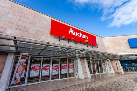 Almada, Portugal - October 24, 2019: Auchan Pet shop or store in the Almada Forum shopping mall or center. Auchan is a French hypermarket, supermarket or superstore chainのeditorial素材