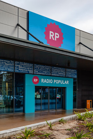 Coina, Portugal - October 23, 2019: Entrance of the Radio Popular store in the Barreiro Planet Retail Park. Radio Popular is a large Portuguese company selling appliances and electronic productsのeditorial素材
