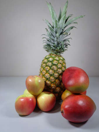 Variety of brightly colored fruitsの写真素材