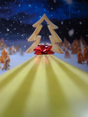 Well decorated gifts on colored backgroundsの写真素材